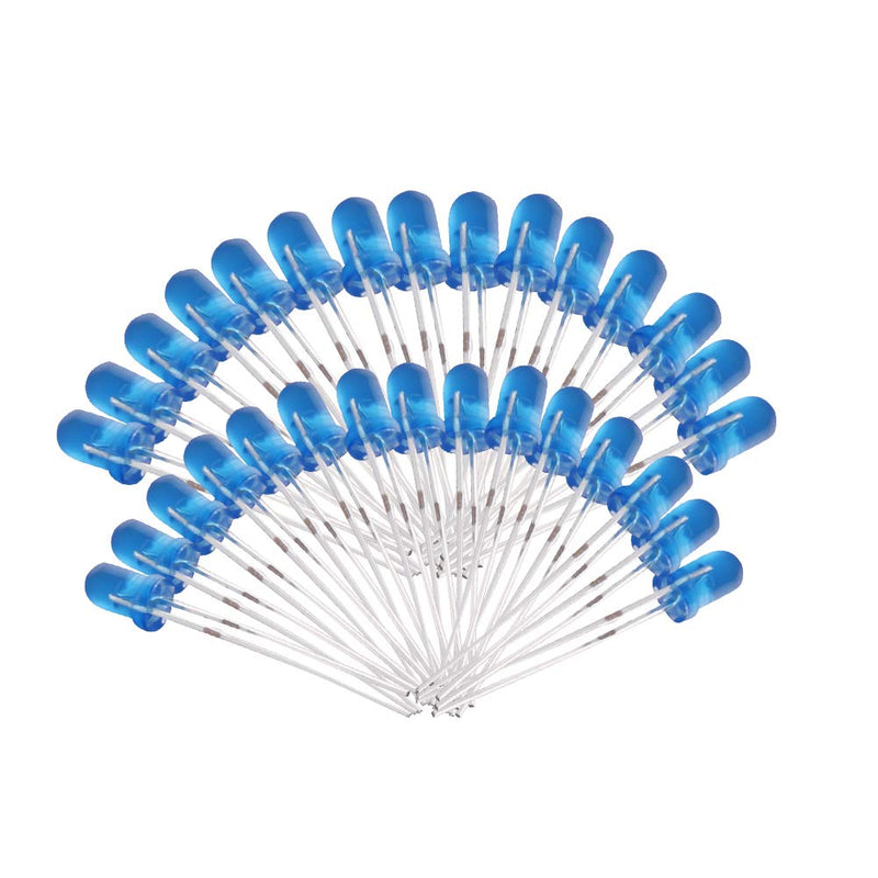 Aicosineg LED Light Diode Two-pin Blue Round Clear for High Intensity Super Bright Christmas Lighting Bulb Flickering Emitting Diodes Electronics Components 3mm 20mA 430nm Total 100pcs