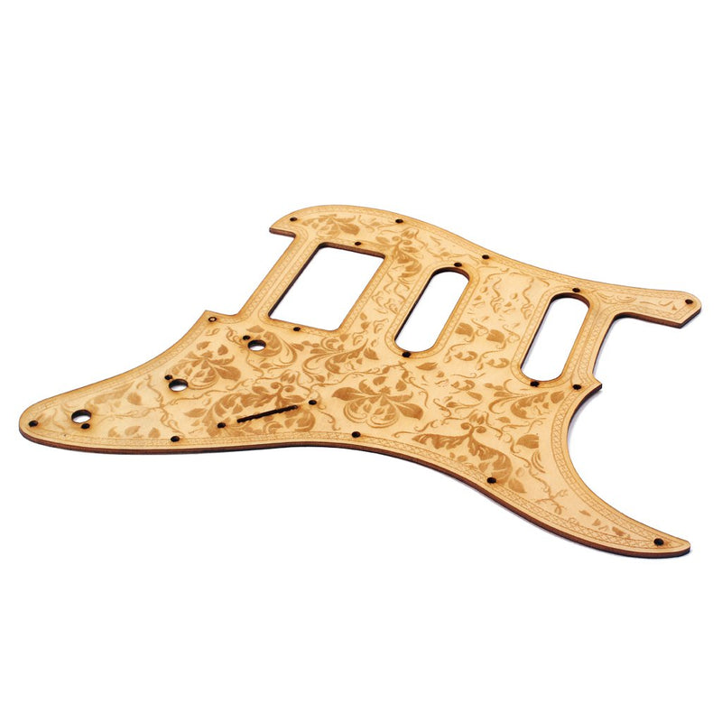 Alnicov 11 Hole Wooden Guitar Pickguard Maple Wood with Decorative Flower Pattern for ST Electric Guitars (SSH)