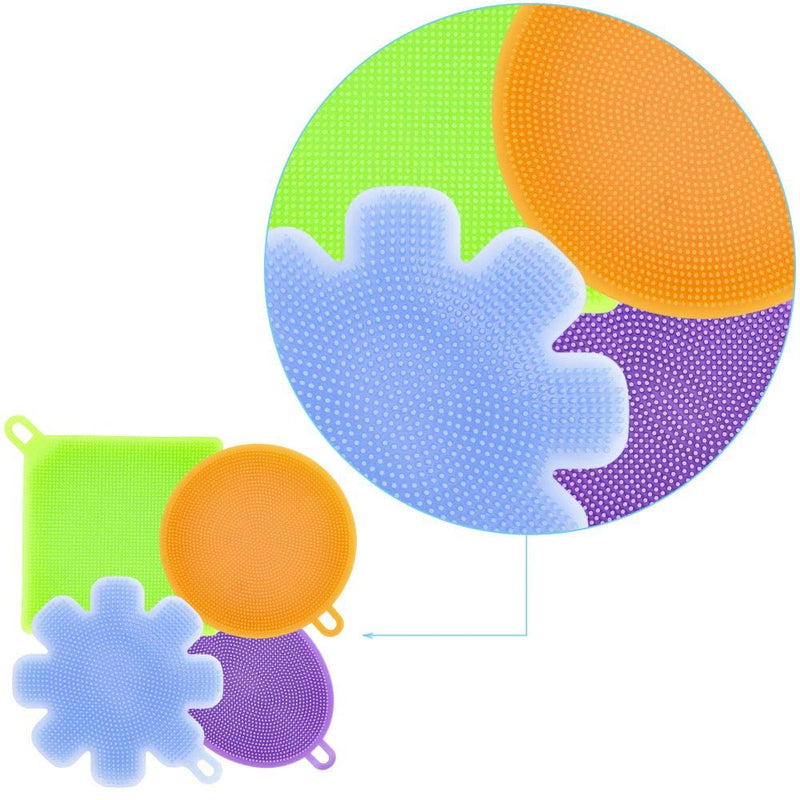 Silicone Dish Washing Sponge Scrubber Set 4 Pot Pan Cleaning Brush Wash Tool Home Kitchen Accessory