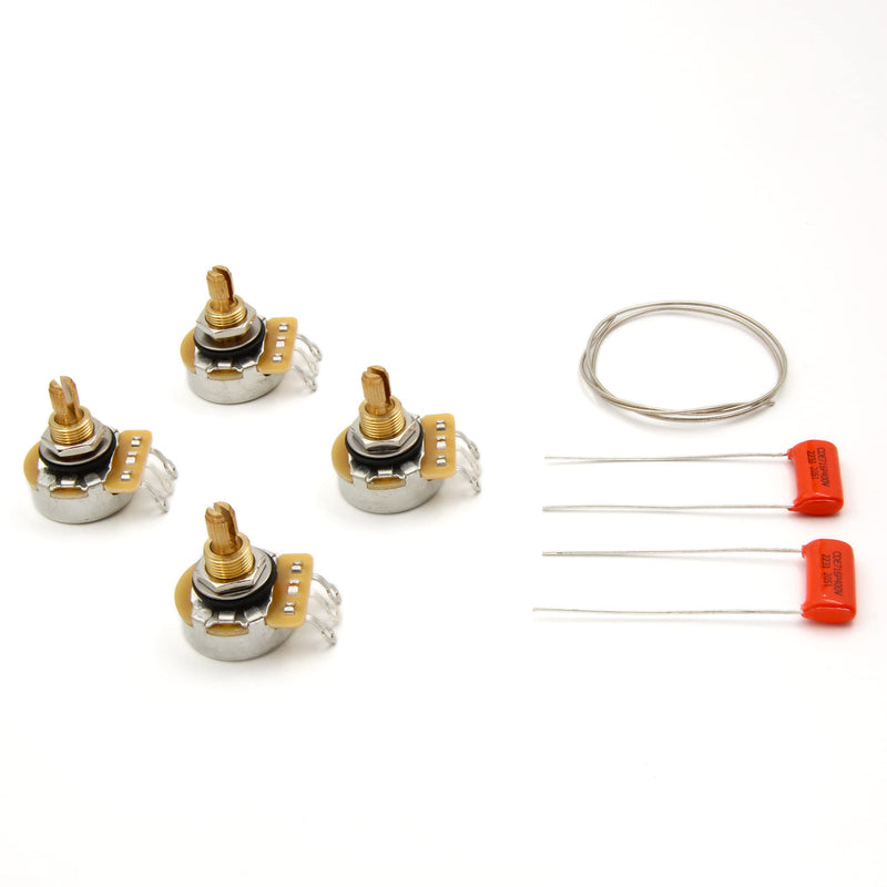 (4) TAOT CTS 500K SHORT SPLIT Shaft Potentiometers + (2) Orange Drop .022/400v Capacitors for Electric Guitar