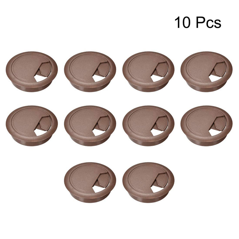 uxcell Cable Hole Cover, 2-3/8" Plastic Desk Grommet for Wire Organizer 10Pcs (Brown)