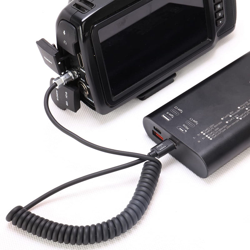 SZRMCC BMPCC 4K 6K SF610 2 Pin to USB C Type-C PD Trigger Coiled Power Cable for Blackmagic Pocket Cinema Camera 4K 6k