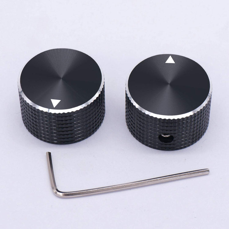 Taiss / 2Pcs 25 mmx15 mm 6.4mm / 0.25" Black Aluminum Rotary Electronic Control Potentiometer Knobs