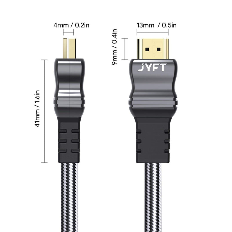 JYFT HDMI Cable 3.3Feet HDMI 2.1 with Braided Cord, Video 8K @ 120Hz Ultra HD(UHD), Ethernet & Audio Return, Support Apple TV, Xbox, PS3, PS4, HDTV 8K-3.3FT