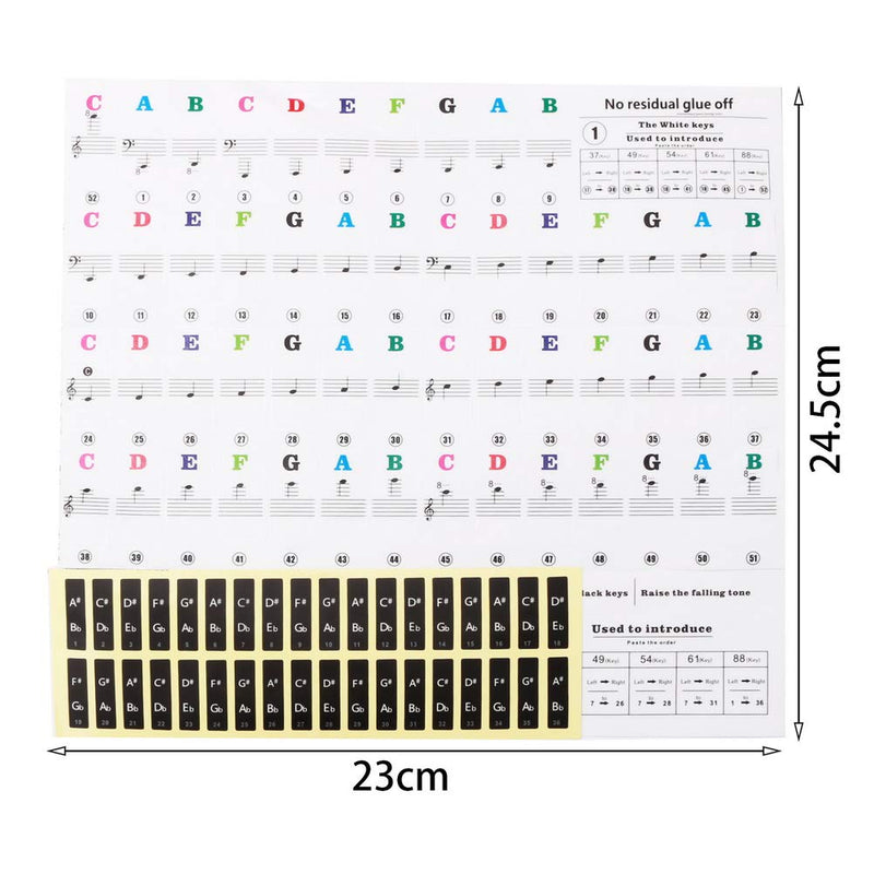 [AUSTRALIA] - Wedong Piano Stickers for 88/61/54/49 Key, Music Note Full Set Stickers Piano Keyboard Stickers Letter Piano Stickers for Kids Learning Piano,Multi-Color,Transparent,Removable 