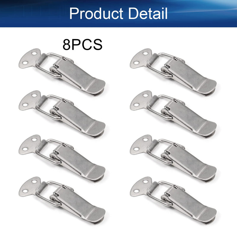 Yinpecly 8Pcs Iron Small Spring Loaded Toggle Latch Hasp Metal Hardware Fitting Spring Loaded Lock Catch Hasps for Case Box Trunk Catches, 2.2 inch Length