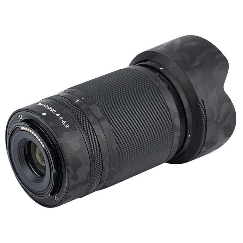 Anti-Scratch Lens & Lens Hood Cover Skin Sticker Protector Film for Nikon Nikkor Z DX 50-250mm F4.5-6.3 VR Lens & HB-90A Lens Hood Skin Guard Shield on Nikon Z 50 Z50 - Shadow Black Camouflage Pattern
