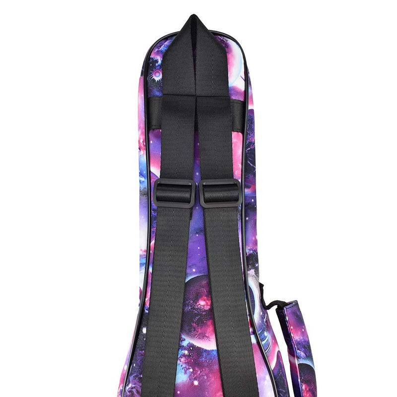 CLOUDMUSIC Soprano Ukulele Case Galaxy Ukulele Backpack Aurora Violet 10mm Padded Ukulele Gig Bag With Planet Starry Night Pattern Purple Galaxy Purple