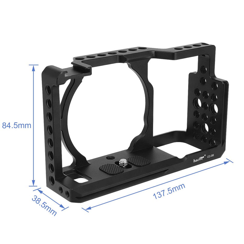 Haoge CC-S6 Camera Cage for Sony Alpha a6500 a6400 a6300 a6000 ILCE-6500 ILCE-6400 ILCE-6300 ILCE-6000 4K Digital Mirrorless Camera Built-in Cold Shoe, Arca Swiss Plate and NATO Rail