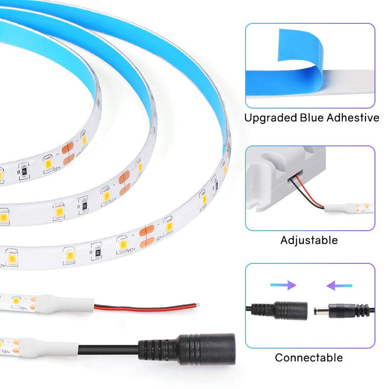 [AUSTRALIA] - HitLights Weatherproof Warm White LED Light Strip, Tape Light for Home, Office, Bathroom, Cabinet and More 16.4ft, 300 LEDs, 3000K, 72 Lumens per Foot 12V DC（Power Not Included) 