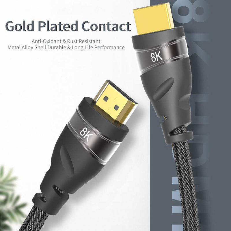 CABLEDECONN HDMI 8K 2.1 Ultra HD Cable,8K@60Hz 4K@120Hz 48gbps Support HDCP 3D HDMI Cable for PS4 SetTop Box HDTVs Projectors1m 3.3ft 1m 3.3ft HDMI Copper Cord 8K