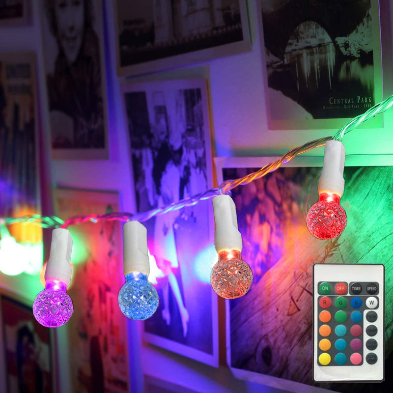 [AUSTRALIA] - 16 Color Changing Globe String Lights Battery Operated Waterproof,50 LEDs G15 Bubble Ball Fairy Lights with Remote Control Timer for Indoor, Outdoor,Party, Christmas Party Decor (Globe) 