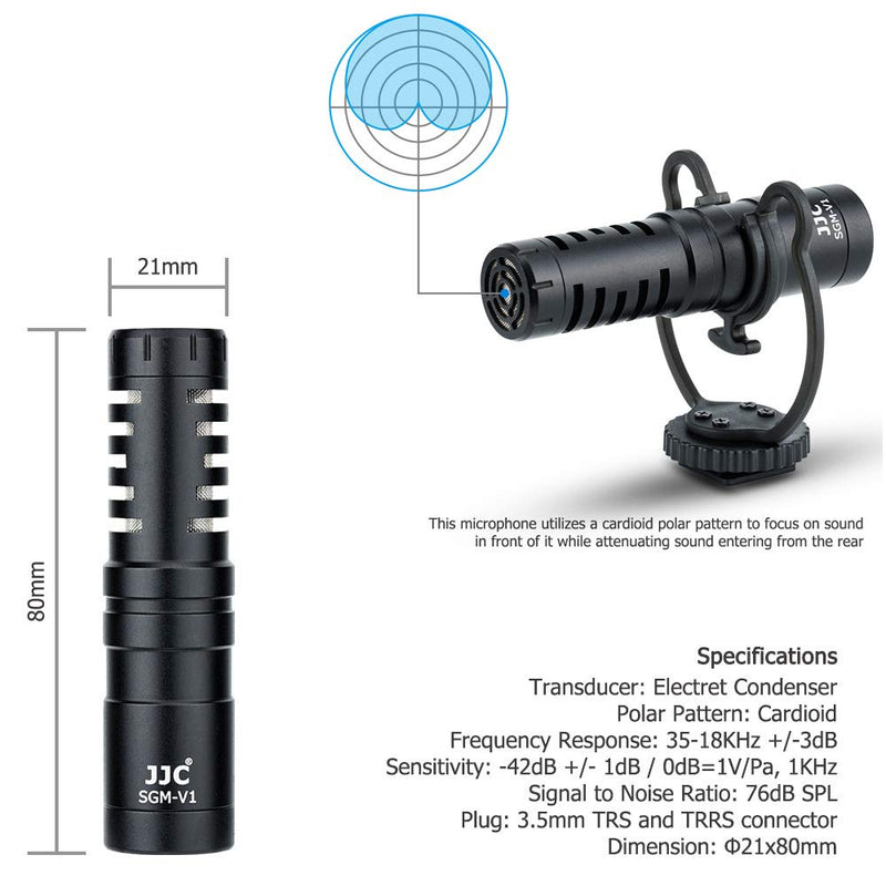 JJC Camera Shotgun Microphone Mic for Sony ZV-1 RX100 VII A6400 A6300 A6100 A7C A7 A7S III Canon EOS M50 R RP R5 R6 Fuji X-T4 X-T3 X-S10 X-T200 X-E4 Nikon D750 Z5 Z6 Z6II Z7 Z7II Panasonic G9 G85 GH5