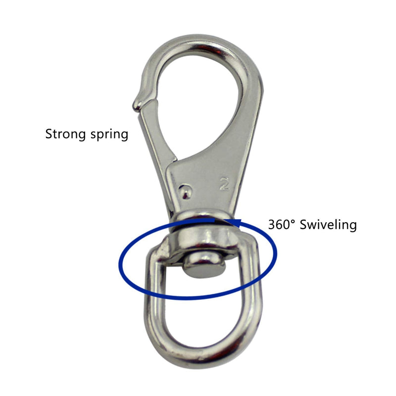 2Pack Stainless Steel 304 Swivel Eye Snap Hooks (3-7/16In x 1-3/16 Inch), Universal Marine Scuba Diving Clips, Hardware Spring Buckles for Bird Feeders/Pet Chains/Collars/Keychains and More M5(1#) M5(1#) 2PCS