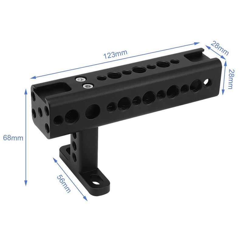 Haoge HT-T01 Top Handle Grip with 1/4 3/8 Screw Holes and Cold Shoe Mount for Camera Cages