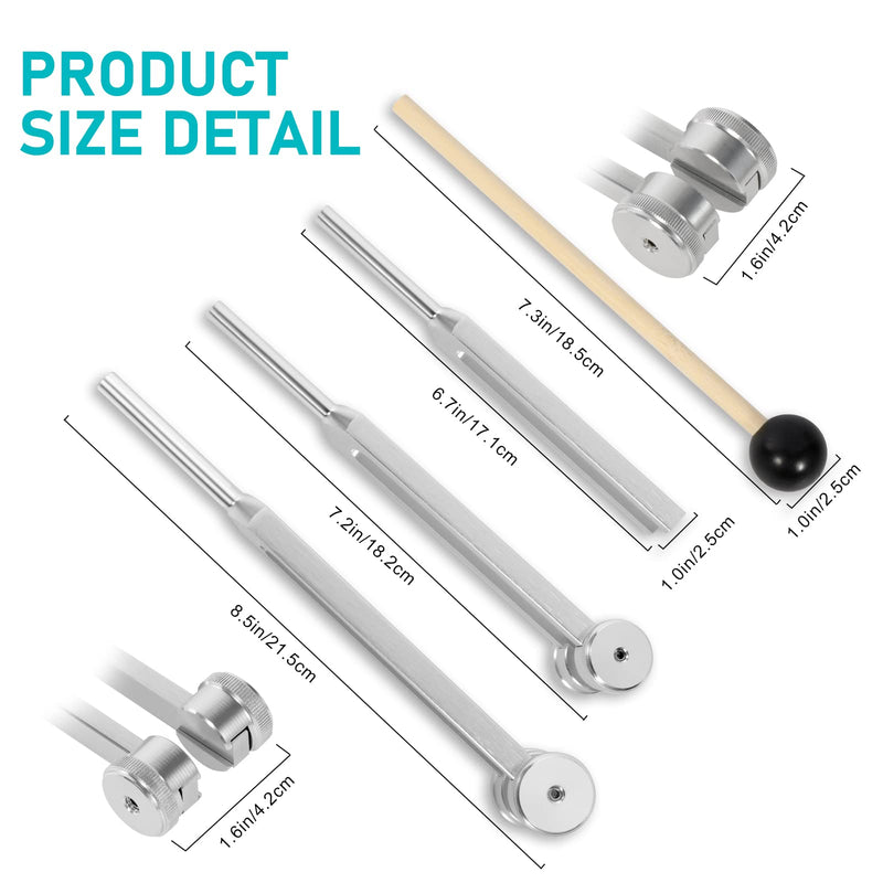[AUSTRALIA] - Tuning Fork Set (128Hz, 256Hz, 512Hz) of 3 Pack, Tuning Forks with Reflex Hammer for Chakra/Healing/Medical/Sound Therapy/DNA Repair, Gift for Buddhists Yoga Teacher 