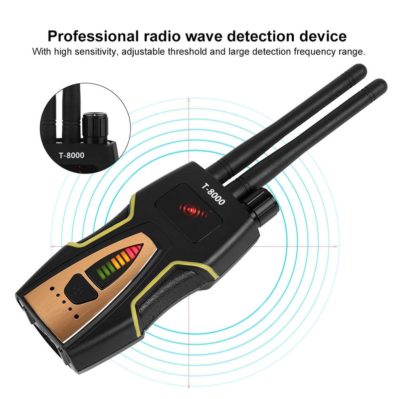 ASHATA T-8000 RF Signal Detector,Portable Anti Spy Camera Detector/GSM Audio Finder/GPS Scan Detector Anti-spy Bug with Large Detection Frequency Range.