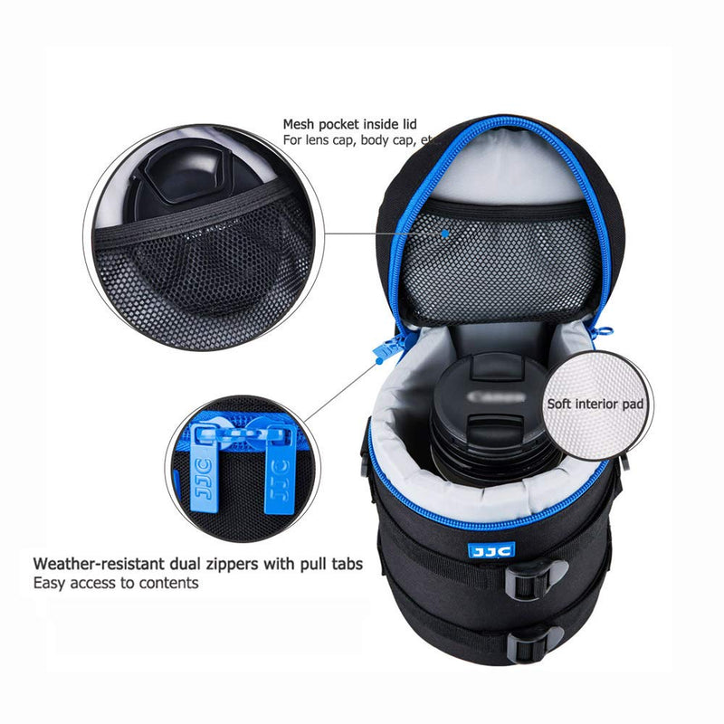 JJC Camera Lens Pouch Case for Canon EF 70-200mm EF 28-300mm EF 70-300mm Nikon Nikkor AF-S 70-200mm AF 80-200mm & More, Zipper Polyester Lens Protective Bag Interior Size 4.45x8.46” XXL