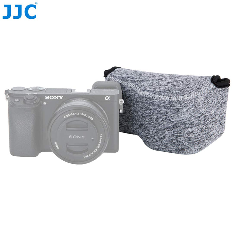 JJC Grey Water Resistant Ultra Light Neoprene Camera Case, Pouch Bag, Compatible with Sony a6600 a6500 a6400 a6300 a6100 a6000 a5100 +16-50mm Lens Pancake Lense & Panasonic LX100 LX100 II Sigma FP