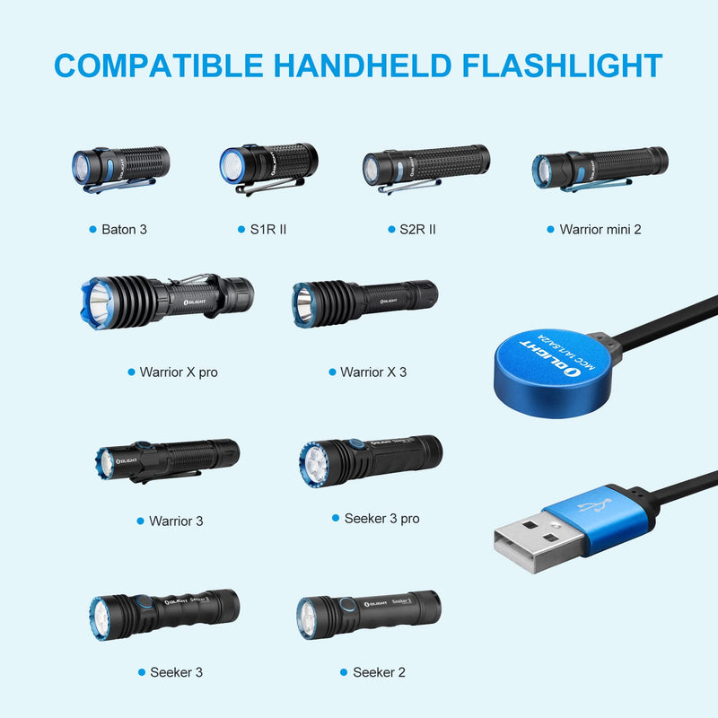 OLIGHT MCC 3 Charger Upgraded Smart Magnetic Charging Cable Only Suitable for Odin/Odin Mini/PL-Pro/Baton3/Warrior Mini2/Perun 2/Seeker 3 pro/Warrior X 3/Warrior 3s/Baldr Pro R