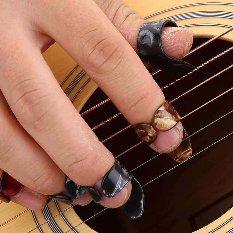 Guitar Finger Picks, 15Pcs Metal Thumb Index Finger Guitar Picks DIY Ring Protector Guitar Accessory with Storage Box Instrument Part