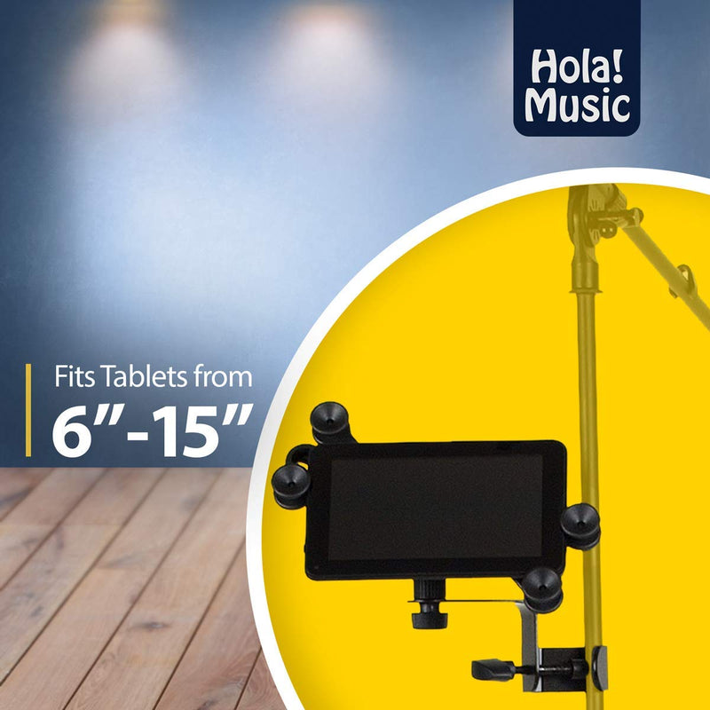 Hola! Music HM-MTH Microphone Music Stand iPad Tablet Smartphone Holder Mount - Fits Devices from 6 to 15 Inch 1 Pack