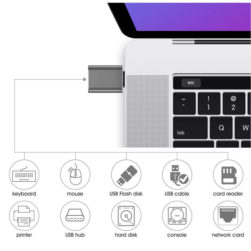 USB C to USB Adapter [2-Pack], Thunderbolt 3 to USB 3.0 OTG Adapter Compatible MacBook Pro,Chromebook,Pixelbook,Microsoft Surface Go,Galaxy S8 S9 S10 Plus,Note 8 9,LG V35 G7 G6 Thinq,Pixel 2 3(Grey) Grey