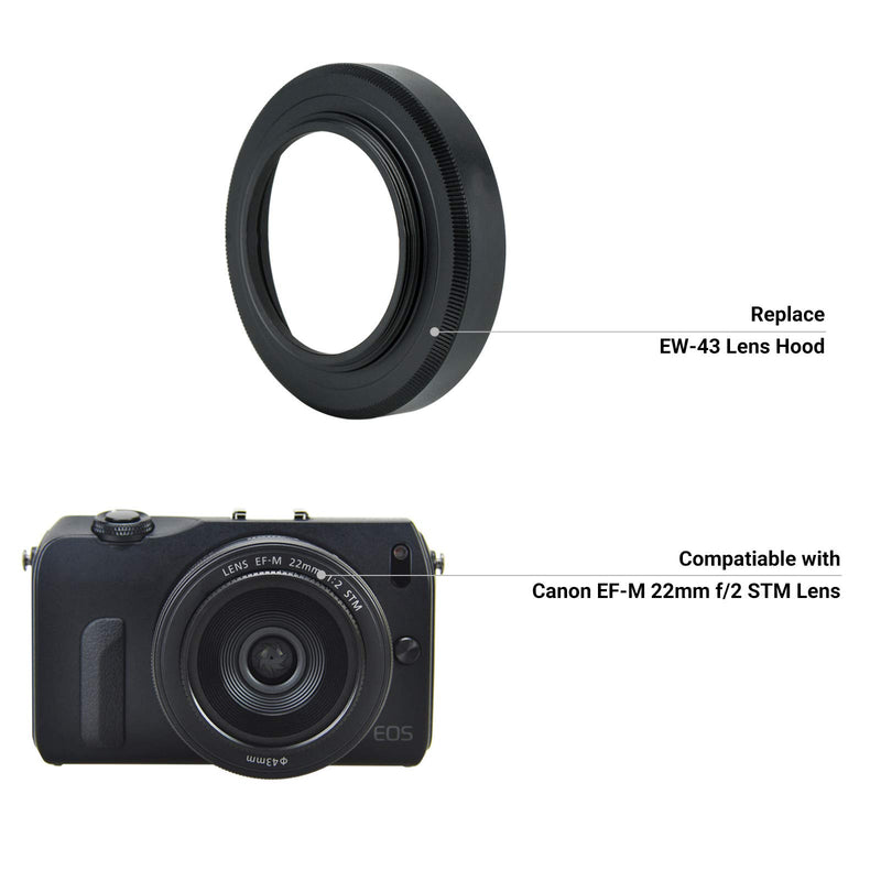 Metal Lens Hood for Canon EF-M 22mm F2 STM Lens, Lens Shade Protector on EOS M6 Mark II M200 M100 M50 Mark II M50, Replace Canon EW-43 Lens Hood Replace EW-43