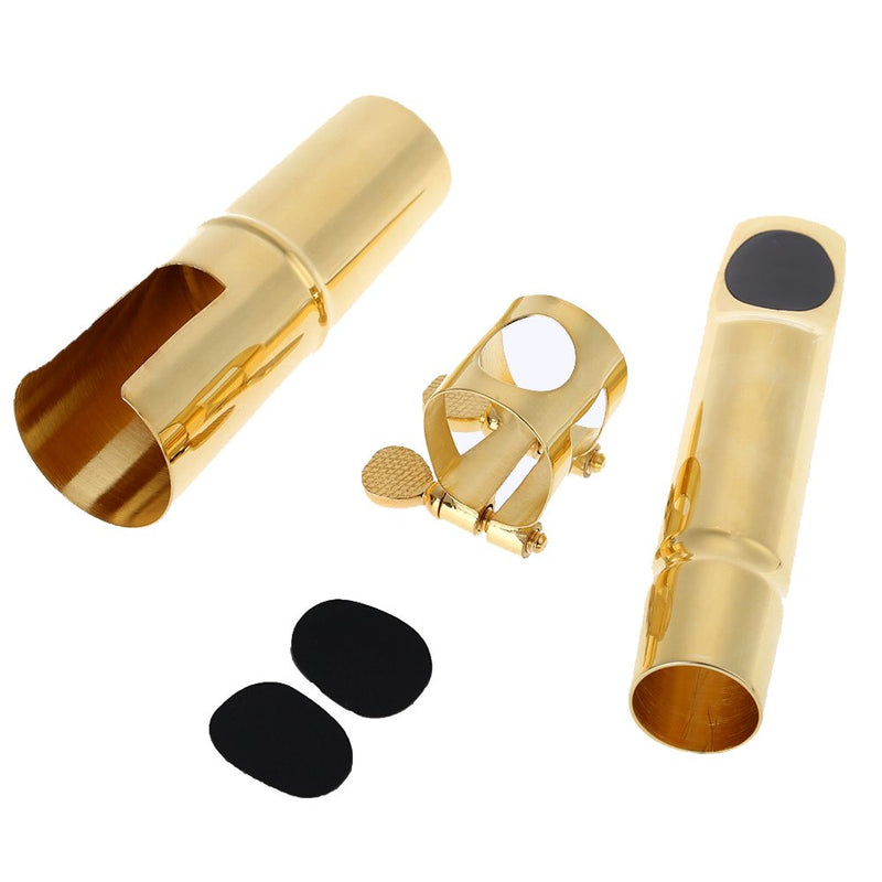 Andoer Jazz Tenor Sax Saxophone 5C Mouthpiece Metal with Mouthpiece Patches Pads Cushions Cap Buckle Gold Plating