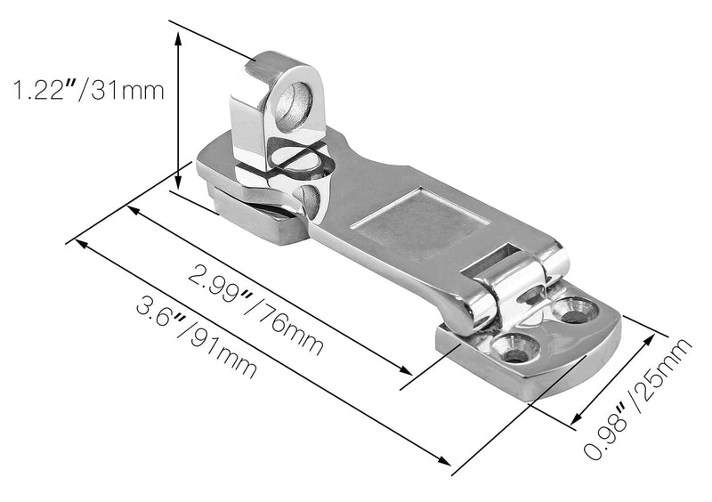 Bonsicoky 2Pcs Marine Grade 316 Stainless Steel Door Hasps, 3 Inch Heavy Duty Swivel Safety Hasp with Turning Padlock Eye Mount 2 Pieces