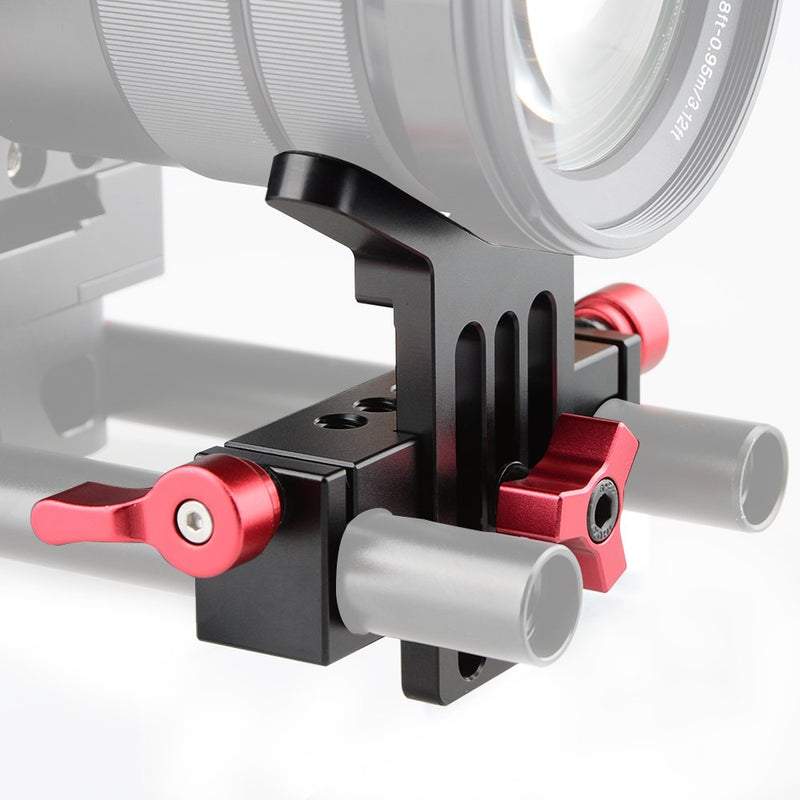 CAMVATE Lens Support 15mm Rod Clamp Rail Block for DSLR Rig Rod Support Rail System（RED Red