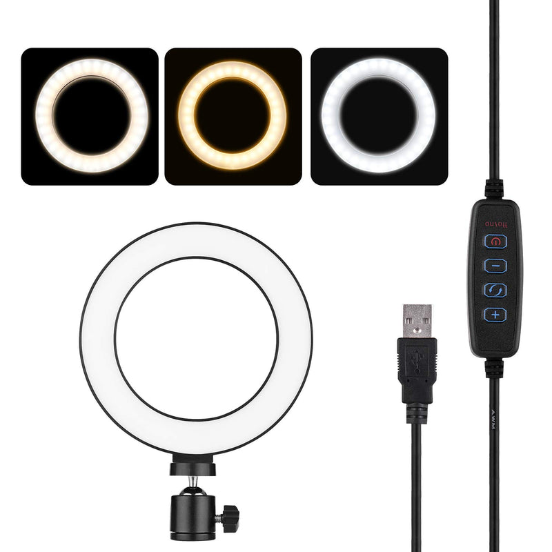 Docooler 6 Inch LED Ring Light with Tripod Stand for Video Recording Live Stream Makeup Portrait YouTube Video Lighting