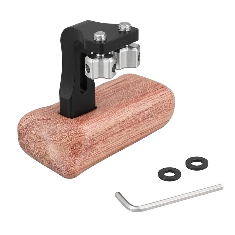 CAMVATE Wooden Hand Grip with 1/4"-20 Thumbscrew Knob for DSLR Camera Cage Rig (Left Hand)