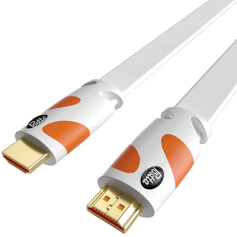 Flat HDMI Cable 30 Feet Postta 4K HDMI2.0 Cable Support 4K(2160P),3D,1080P,Ethernet,Audio Return(White-Orange) 30FT Orange