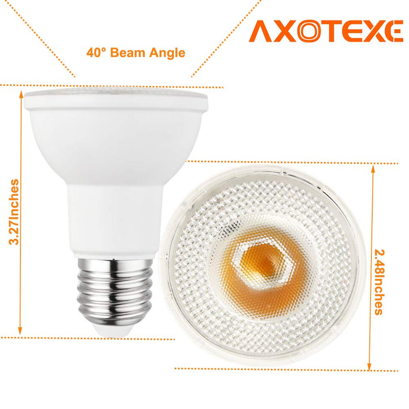 PAR20 LED Bulbs 5000K Daylight White 60W Halogen Equivalent Dimmable 7W E26 600lm 40 Degree Narrow Flood Light Bulb for Recessed Lighting 6-Pack
