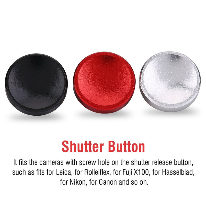 Tosuny 3PCS Camera Button, Aluminium Alloy Shutter Button with Concave Surface, Fits for Cameras with Screw Hole on The Shutter Release Button (Red Black Silver)