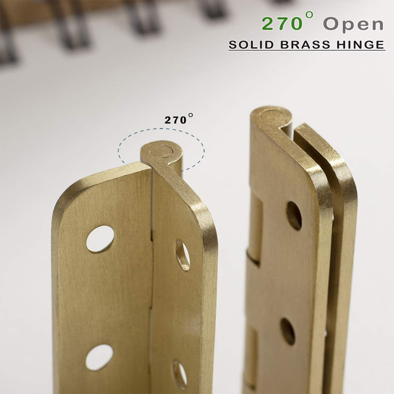 [AUSTRALIA] - Keenkee 4 PCS Brushed Solid Brass Butt Hinges 2 Inch for Cabinet Doors, Trunks, Wood, Chest Lid, Crafts, Jewelry Box and Small Wooden Boxes, Furnitures, Round Corner Mortise Brass Hinge with Screws 