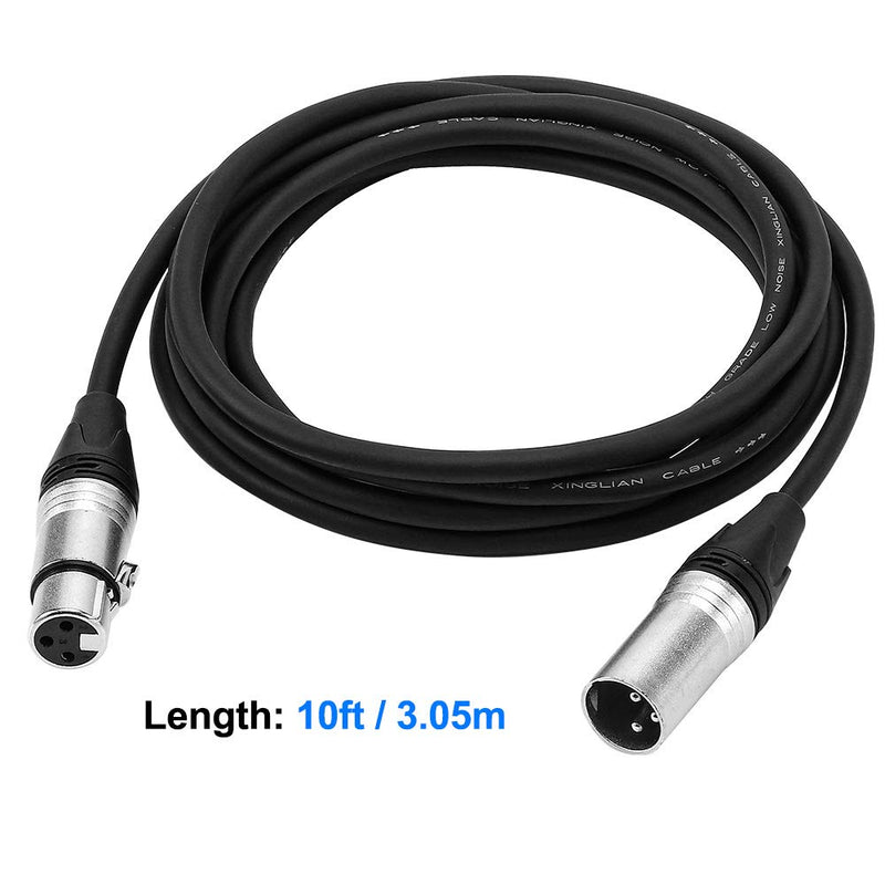 [AUSTRALIA] - HiLite XLR Cable, 10ft Premium Microphone Cable Male to Female, Balanced 3 Pin XLR Microphone Patch Cable with All Copper Conductors for Microphones, Studio Recording and Live Sound 10 Feet Silver 