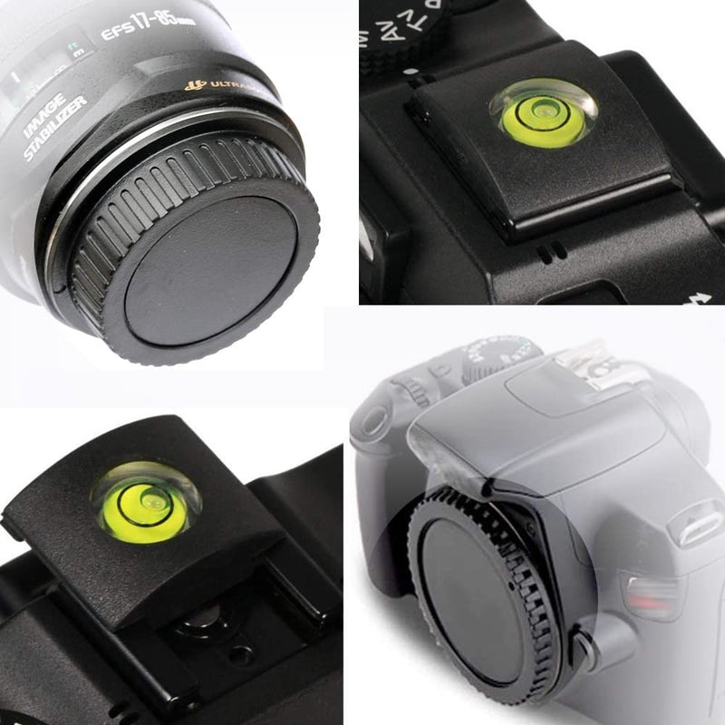 [AUSTRALIA] - Rear Lens Cap and Front Body Cap for Canon EOS 850D 250D 90D, Rebel SL3 T8 T8i T7, 200d ii, and More Canon DSLR and Hot Shoe Cover with Bubble Spirit Level Fire Rock (2 Sets) for Canon EF/EF-S lens 