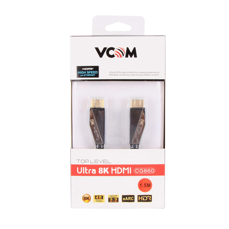 VCOM 8K HDMI 2.1 Cable 5ft - 48Gbps High-Speed HDMI Cord, 8K@60Hz, 4K@120Hz Dolby Vision eARC HDR, Compatible with Apple TV Samsung Sony LG Playstation PS4 PS5 Xbox Series X Blu-ray Roku Projector