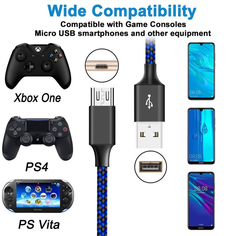 PS4 Controller Charger Cable 3FT, 2Pack Braided PS4 Charger -Updated Micro USB Fast Charging Cord, Compatible for Playstation 4, PS4 Slim/Pro, Xbox One S/X Controller, Android Phones Yellow