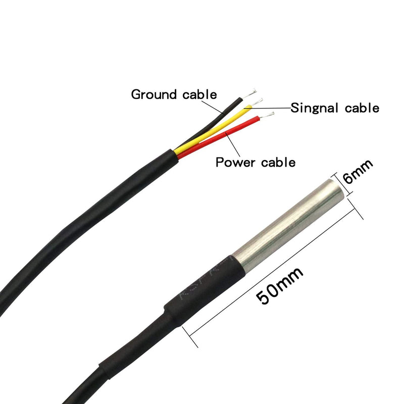 V TELESKY DS18B20 Temperature 6.6Ft Sensor Waterproof Temperature Sensor with Digital Thermal Stainless Steel Tube Probe for arduino(5 Pack) 2M