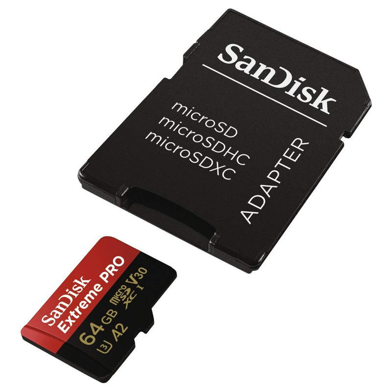 SanDisk Extreme Pro MicroSDXC UHS-I U3 A2 V30 64GB + Adapter