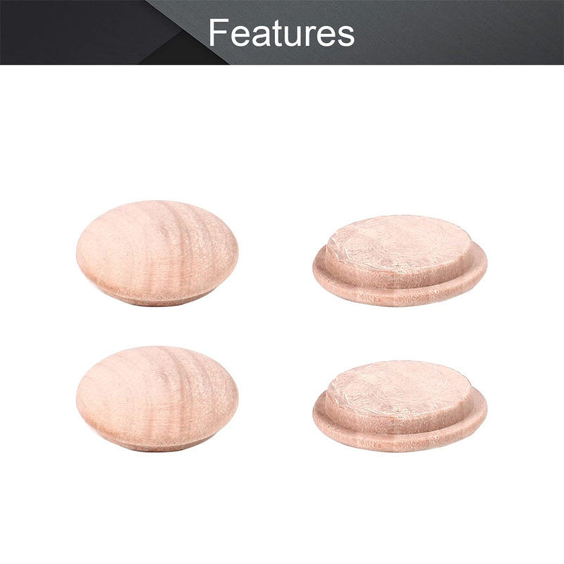 MroMax 100Pcs Round Wood Button Plugs 0.98" Dia Cherry Hardwood Furniture Buttons Caps 25mm Wooden Screw Covers for Screw Holes Craft Furniture Decoration Woodworking