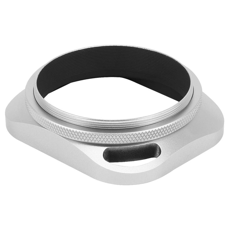 Haoge LH-W55P 55mm Square Metal Screw-in Lens Hood Hollow Out Designed with Cap for Leica Rangefinder Camera with 55mm E55 Filter Thread Lens Silver