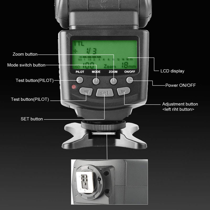 Meike MK430 TTL Flash Speedlite Compatible with Nikon D7100 D5300 D5200 D3500 D3100 D600 D800 D3200 D90 D80 D300 D7500 D780,etc