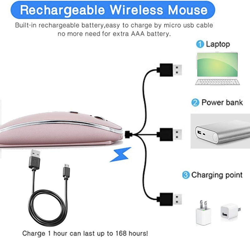 Wireless Mouse for MacBook Pro MacBook Air MacBook Laptop Mac iMac Desktop Computer Chromebook Win7/8/10 PC HP Dell Laptop (Rose Gold) Rose gold