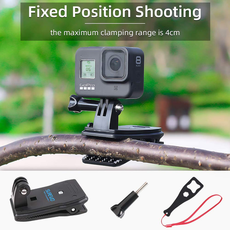 SUREWO Backpack Strap Mount Quick Clip Mount Compatible with Gopro Hero 10/9/8/7/6(2018)/5 Black,DJI Osmo Action and More Backpack Clip Mount for GoPro
