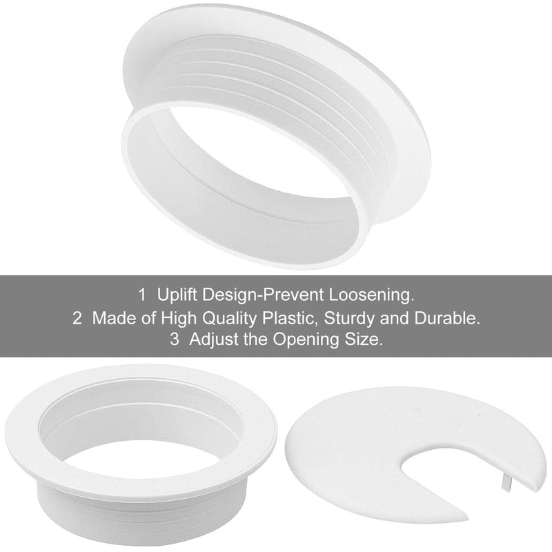 20Pack 2” Desk Grommet White, Plastic Wire Organizer Caps Office Desk Wire Grommet, Durable Desk Cord Cable Hole Cover Grommet for Office Desk, Entertainment Centers, TV Stands, Tabletops Black-20pack