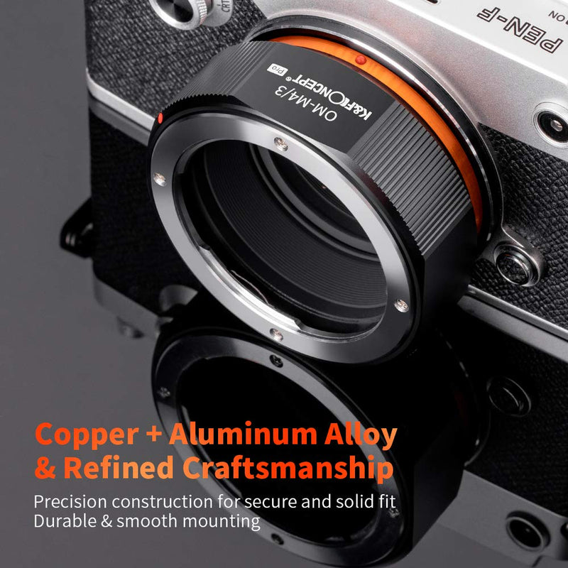 K&F Concept Lens Mount Adapter for Olympus OM Mount Lens to M4/3 MFT Olympus Pen and Panasonic Lumix Cameras OM-M4/3